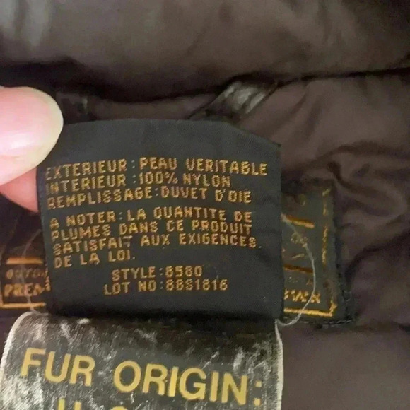 Eddie Bauer  vintage Coyote fur trim leather down coat - Picture 11 of 15